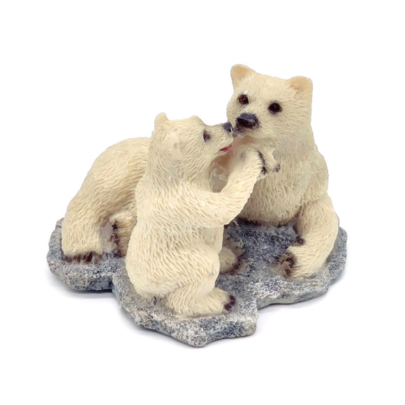 2 Polar Bears Figurine Sculpture Mama & Baby Kiss 2" Cute Nick-Nack Albert Price - Picture 1 of 10